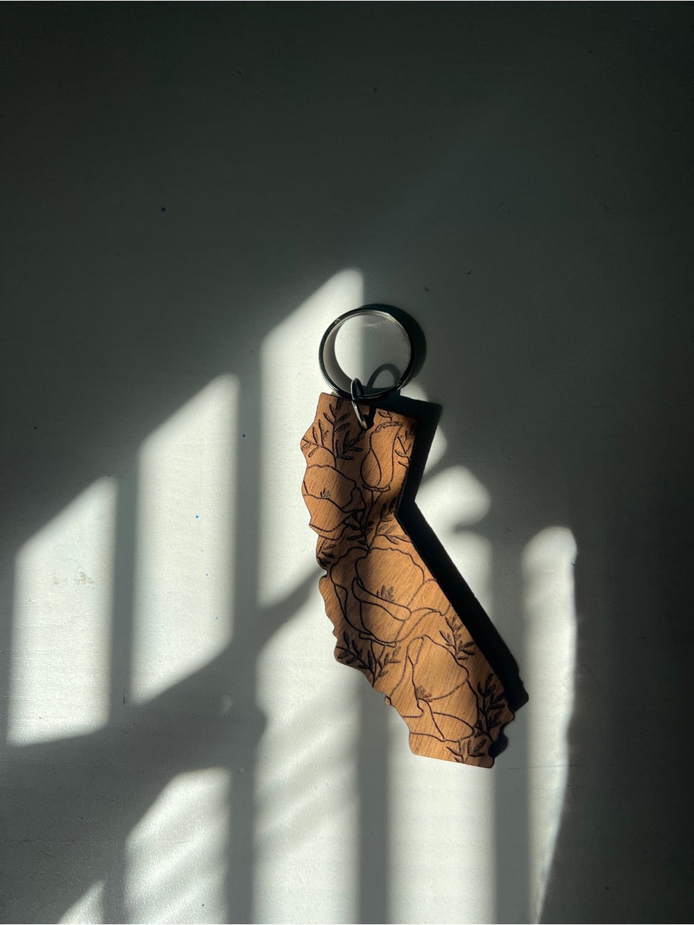 Brown Floral California Keychain - Home Art Accent